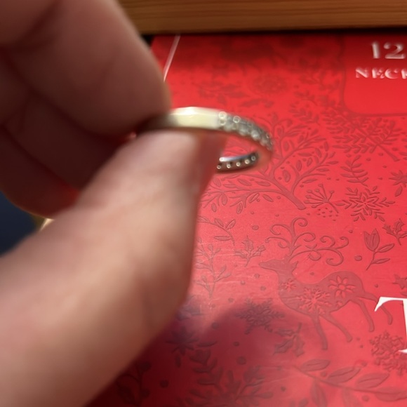 14K White Gold Wedding Band with diamonds extending half of the way. - Picture 4 of 5